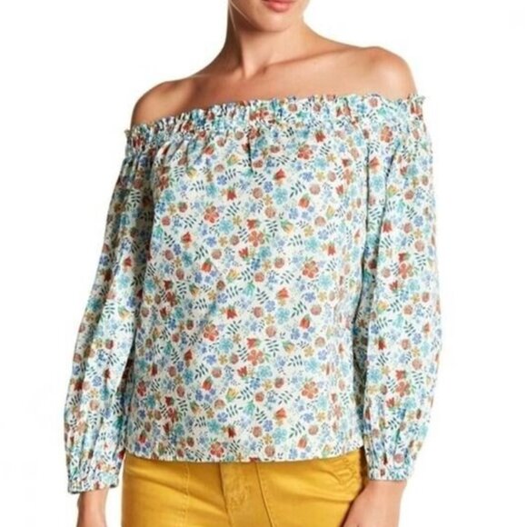 J. Crew Off-the-shoulder Top in Libert Floral Size 4 - Picture 1 of 4